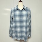 Outdoor Research Shirt Womens Xxl Blue White Plaid Snap Up Long Sleeve Nylon