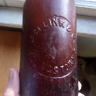 Youngstown ohio J h link   Co Applied Blob Top 1889 Amber Beer Bottle