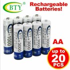 Lot Of 4-20pcs Bty Aa 2a Rechargeable Battery Ni-mh 1 2v 3000mah Led Usps Ship