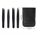 Tweezers Set 4-piece Professional Black Plucker Stainless Steel With Case Us