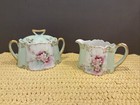 Antique Z  S   C Bavaria Mint Green Floral Teapot Sugar Bowl   Creamer Set Of 3