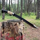 Custom Handmade Carbon Steel Blade Survival Machete Sword  Hunting Sword Camping