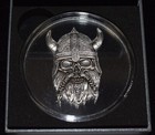 2025 Ghana Viking Skull Series 1 Oz  999 Silver Antique Finish Coin W ogp   Coa