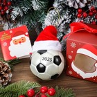 2025 Christmas Soccer Ornament With Gift Box And Card 3 15  Glass Football