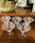 Thelma Glastonbury-lotus Crystal Sherbet Champagne Coup Set Of 5 Rare 1930s