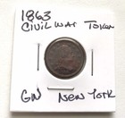 1863 New York George Washington Patriotic Civil War Token Excellent Condition 