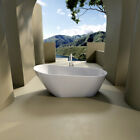 59  Freestanding Acrylic Bathtub  Stand Alone Soaking Tub W  Chrome Overflow 