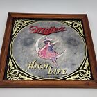 Vintage Miller High Life 1984 Girl On The Moon Bar Mirror 14 X 14 Framed