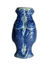 Vintage Double Koi Fish Vase Blue White Chinese Ceramic Figural Vase 14   