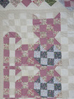 Vintage Handmade Cat Patchwork Quilt Pink Floral Cottage Farmhouse Throw Blanket