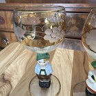Vintage  set Of 2  Goebel Hummel Figures Wine Cordial Glasses germany gold Band