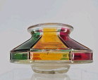 Vintage Red  Green  And Yellow Painted Glass Votive Tealight Candle Holder