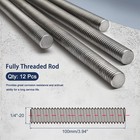 1 4 -20 Fully All Threaded Rod   Studs  100mm 3 94  Length  304 Stainless Ste   