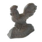 Large Rooster Doorstop Wedge Cast Iron Figurine Rustic Brown Antique Style