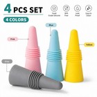 4-pack Silicone Bottle Stoppers Reusable Beverage Sealer Caps Bar Tool Set