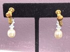 Miriam Haskell Signed Baroque Pearl Drop Screw Back Earrings Vintage 1950s Clip