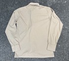 Vintage 70s Men   s Tan Collar Button Dress Shirt 1970s Polyester Fits Small