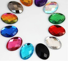 Craftbuddyus 30pcs 13x18mm Flatback Mixed Faceted Oval Acrylic Gems Diy