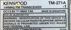 Kenwood Tm-271a Fm Transceiver Mobile Car Radio Station Transceiver Z