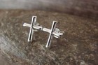 Native American Indian Sterling Silver Cross Stud Post Earrings - Bitsie