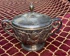 Vtg Art Nouveau Silver   Crystal Sugar Bowl Trinket Jar Vanity 5    X 7    X 4-1 2   