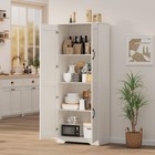 60  Kitchen Pantry Cabinet With 2 Doors   Shelves  Wooden Storage Cupboard