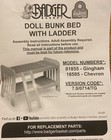    badger Toys - Toy Doll White Bunk Bed With Ladder   Pink Bedding  01855  Nib
