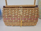 1960s Vintage Weaved Plastic Wicker Sewing Storage Basket Craft Box