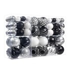 100pcs Black Silver White Christmas Ball Ornaments Set Black   White   Silver