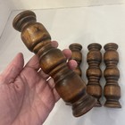 4 Vtg 7    Wood Table Legs Spools Turned Stained Mid Century Craft Or Decor Rustic