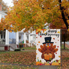 Turkey Happy Thanksgiving Garden Flag 12x18 Inch Double Sided For Outside 