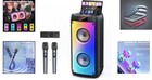 Portable Karaoke Machine With 2 Wireless Microphones   Disco Lights - Perfect   