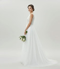 Boat Neck Sequin Bodice Tulle Wedding Dress Sleeveless Floor Length Bridal Gown