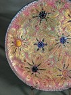 Vintage Mid Century Enamel On Copper Floral Plate Signed E j  Iridescent Mcm