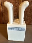 Vintage Spreader Set With Storage Block  1960   s blue Floral Banding euc q 