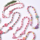 Children Bracelet And Necklace Set Wooden Cartoon Flowers Heart Shape