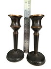 Pair Of Antique Chinese Black Scale Cloisonne Candle Sticks  2  Xix Century
