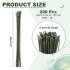 200 Pcs Florist Wire 0 3mm 30 Gauge Floral Flower Stem Wire  White dark Green