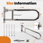 Heavy   duty Stainless Steel Flip   up Toilet Grab Bar For Elderly Bathroom Support