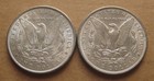 Two 1889 Lustrous Au Morgan Silver Dollars - Circulated 90  Silver Coins