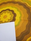 Awesome Rare Vintage Mid Century Retro 70s 60s Yel Grn Tan Wavy Flower Fabric 