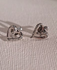 Zales 925 Sterling Silver Open Heart Genuine Diamond Necklace   Earrings Set