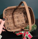 Vintage 1982 Longaberger Wooden Christmas Basket Bow Pine
