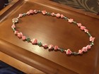 Vintage Vendome Unusual Rolled Rose Necklace Aurora Borealis Beads Unmarked