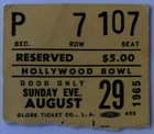 1965 Beatles Hollywood Bowl Ticket Stub Rare Vg    live Album Show  Beatles Grail 