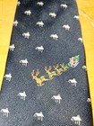 Holiday Tie Navy Blue Christmas Tie With Santa And Reindeer Pattern