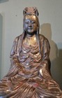 Antique  Chinese Hand Carved Wooden Gulit Lacquer Serene Buddha Qing Dynasty