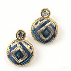 304 Stainless Steel Gold Stud Earrings  Round Embroidered Rhinestone Boho Hypoal