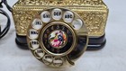 Vintage Mcm French Victorian Style Rotary Telephone Antique Gold   Black