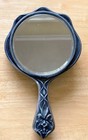 Antique Art Nouveau Hand Mirror_repousse Lady Slippper  Orchid Motif_mirror Exc_